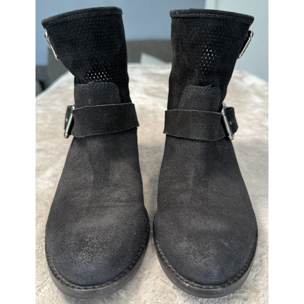 Donald J Pliner Black Suede Biker Moto Ankle Boots Womens Size 7
